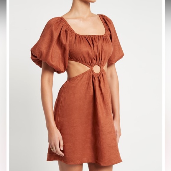 Faithfull the Brand Almero Linen Mini Dress NWOT - Picture 4 of 7